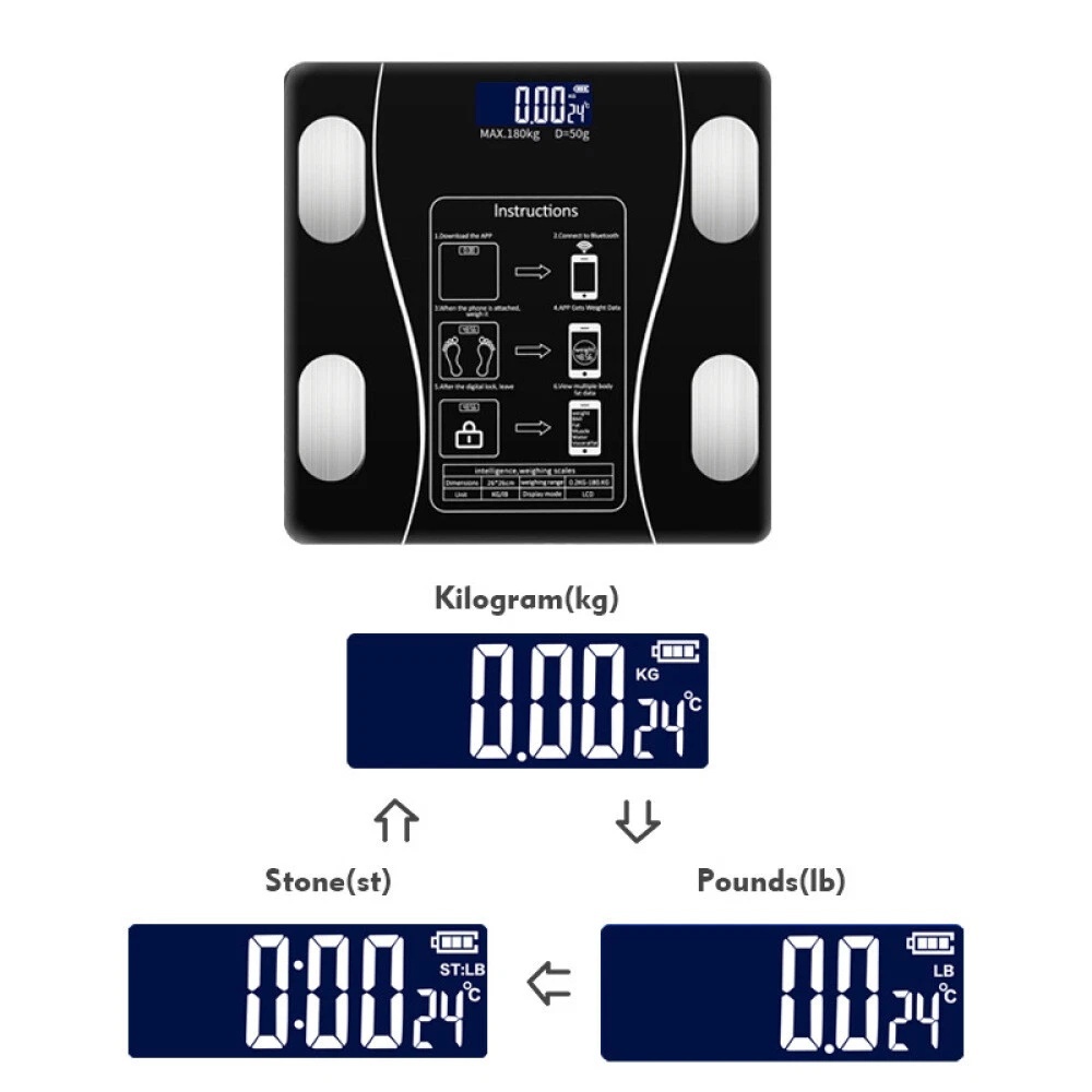 Body Fat Scale 180kg Bluetooth Smart BMI Digital Bathroom Wireless Weight Scales - Image 6