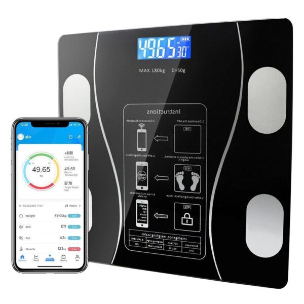 Wireless Weight Machine Body Fat Scale 180kg Bluetooth Smart BMI Digital Bathroom Wireless ...